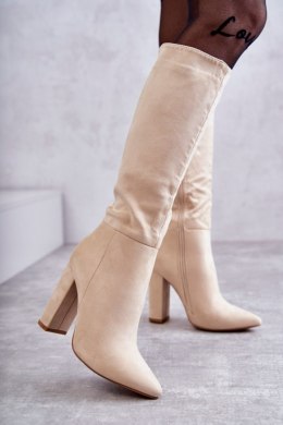 Kozaki Model Tressa NC1299 Beige Zamsz - Step in style - 41