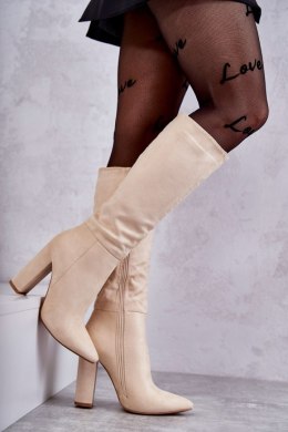 Kozaki Model Tressa NC1299 Beige Zamsz - Step in style - 41
