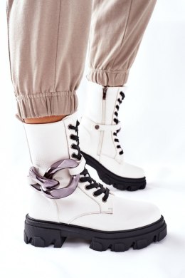 Botki trapery Model Jensen L13107-8 White - Step in style - 40