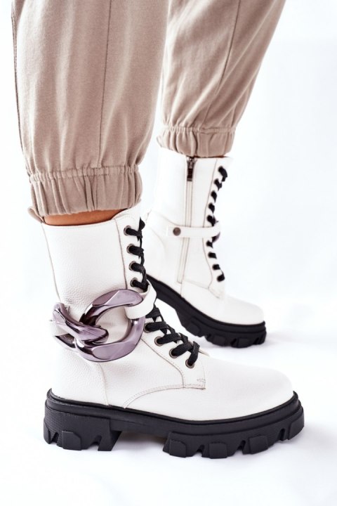 Botki trapery Model Jensen L13107-8 White - Step in style - 40 Botki trapery Model Jensen L13107-8 White - Step in style - 40