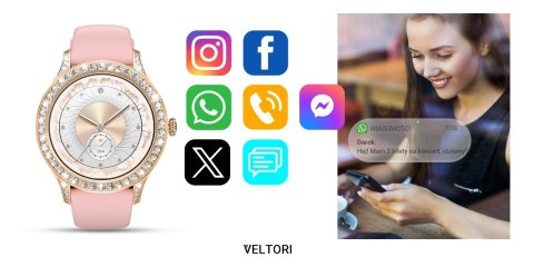 Smartwatch Damski VELTORI VT360-1 Różowy Pasek Silikonowy Smartwatch Damski VELTORI VT360-1 Różowy Pasek Silikonowy