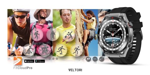 Smartwatch Veltori VT100-1 + Czarny Pasek Silikonowy + Czarny Eko Skóra Smartwatch Veltori VT100-1 + Czarny Pasek Silikonowy + Czarny Eko Skóra