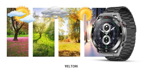 Smartwatch Veltori VT100-1 + Czarny Pasek Silikonowy + Czarny Eko Skóra Smartwatch Veltori VT100-1 + Czarny Pasek Silikonowy + Czarny Eko Skóra