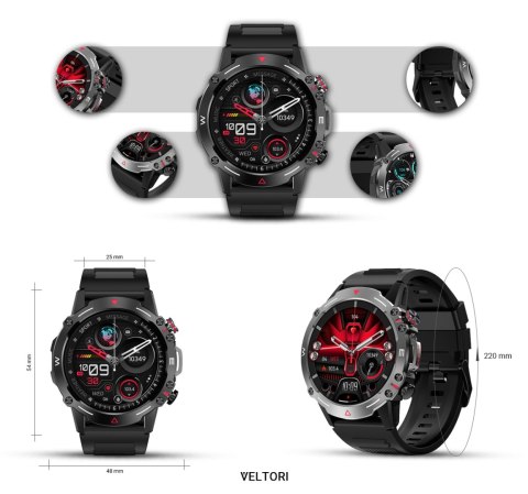 Smartwatch Veltori VT110-1 Czarny Pasek Silikonowy Smartwatch Veltori VT110-1 Czarny Pasek Silikonowy