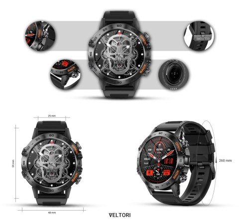 Smartwatch Veltori VT120-1 Czarny Pasek Silikonowy Smartwatch Veltori VT120-1 Czarny Pasek Silikonowy