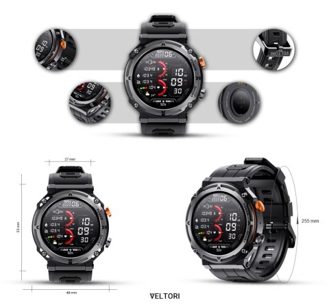 Smartwatch VELTORI VT130-1 Czarny Pasek Silikonowy Smartwatch VELTORI VT130-1 Czarny Pasek Silikonowy
