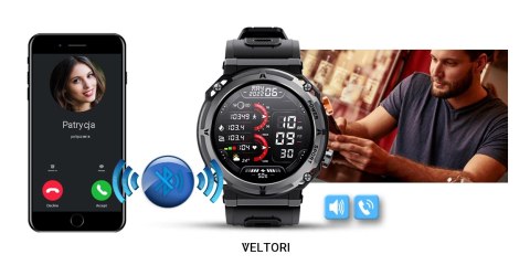 Smartwatch VELTORI VT130-1 Czarny Pasek Silikonowy Smartwatch VELTORI VT130-1 Czarny Pasek Silikonowy