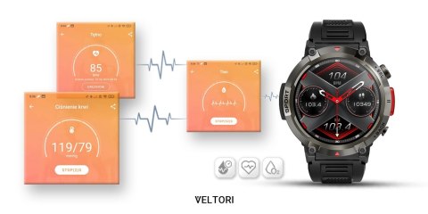 Smartwatch Veltori VT140-1 Czarny Pasek Silikonowy Smartwatch Veltori VT140-1 Czarny Pasek Silikonowy