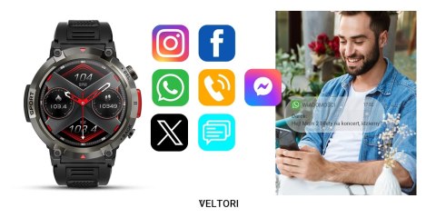 Smartwatch Veltori VT140-1 Czarny Pasek Silikonowy Smartwatch Veltori VT140-1 Czarny Pasek Silikonowy