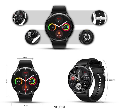 Smartwatch Veltori VT160-1 Czarny Pasek Silikonowy Smartwatch Veltori VT160-1 Czarny Pasek Silikonowy