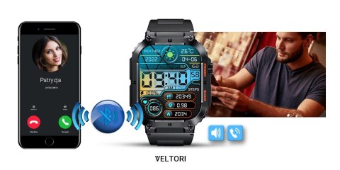 Smartwatch VELTORI VT200-1 Czarny Pasek Silikonowy Smartwatch VELTORI VT200-1 Czarny Pasek Silikonowy