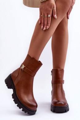 Botki Sztyblety Model Elspetia F35 Brown Skóra - Step in style - 38