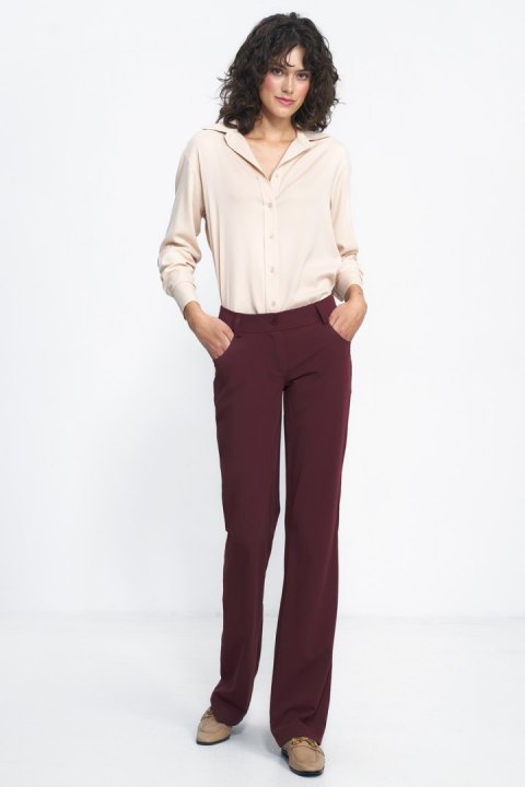 Bordowe spodnie typu bootcut SD80 Bordo - Nife - 36 Bordowe spodnie typu bootcut SD80 Bordo - Nife - 36