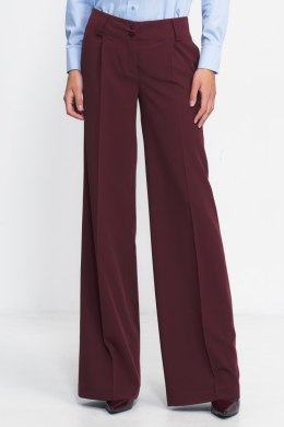 Bordowe spodnie typu wide leg SD81 Bordo - Nife - 40