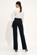 Czarne spodnie wide leg z wysokim stanem SD71 Black - Nife - 38