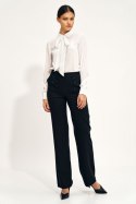 Czarne spodnie wide leg z wysokim stanem SD71 Black - Nife - 38
