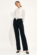 Czarne spodnie wide leg z wysokim stanem SD71 Black - Nife - 40