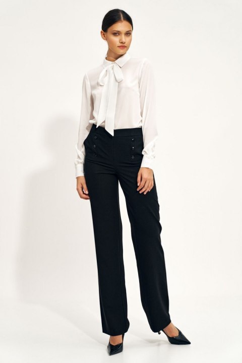 Czarne spodnie wide leg z wysokim stanem SD71 Black - Nife - 40 Czarne spodnie wide leg z wysokim stanem SD71 Black - Nife - 40