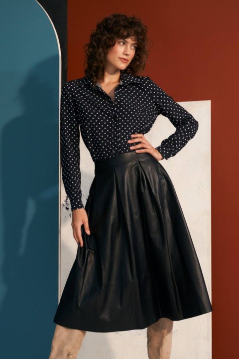 Spódnica Czarna spódnica midi z ecoskóry SP71 Black - Nife - 42 Spódnica Czarna spódnica midi z ecoskóry SP71 Black - Nife - 42
