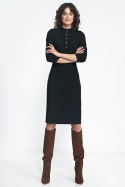 Sukienka Czarna sukienka z rękawem 3/4 S234 Black - Nife - 42