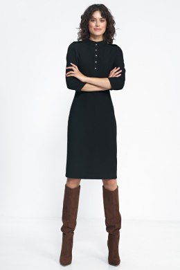 Sukienka Czarna sukienka z rękawem 3/4 S234 Black - Nife - 42