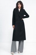 Czarny płaszcz oversize PL20 Black - Nife - 36 Czarny płaszcz oversize PL20 Black - Nife - 36