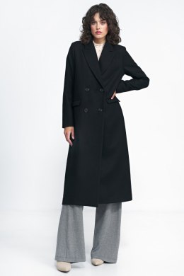 Czarny płaszcz oversize PL20 Black - Nife - 36