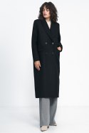 Czarny płaszcz oversize PL20 Black - Nife - 36 Czarny płaszcz oversize PL20 Black - Nife - 36