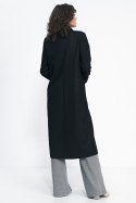 Czarny płaszcz oversize PL20 Black - Nife - 36 Czarny płaszcz oversize PL20 Black - Nife - 36