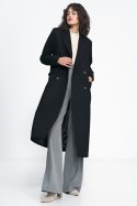 Czarny płaszcz oversize PL20 Black - Nife - 36 Czarny płaszcz oversize PL20 Black - Nife - 36