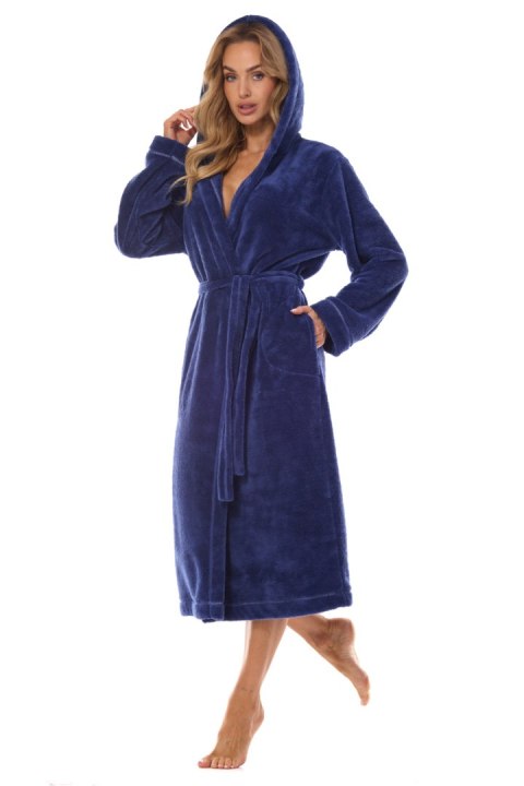 Szlafrok Damski Model Night Long 2412 Navy - L&L collection - S Szlafrok Damski Model Night Long 2412 Navy - L&L collection - S