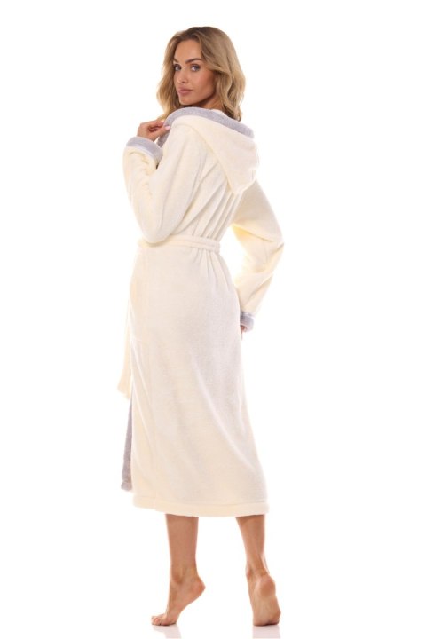 Szlafrok Damski Model Tess Long 2419 Ecru - L&L collection - XXL Szlafrok Damski Model Tess Long 2419 Ecru - L&L collection - XXL