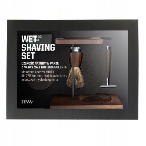 Zew For Men Wet Shaving zestaw maszynka do golenia + pędzel do golenia + miseczka + stojak na pędzel i maszynkę + mydło do golen Zew For Men Wet Shaving zestaw maszynka do golenia + pędzel do golenia + miseczka + stojak na pędzel i maszynkę + mydło do golen