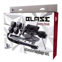 Dream Toys Blaze Ultimate Bondage Set zestaw kajdanki x2 + maska + pejcz + bicz + piórko + obroża ze smyczą + knebel + klamerki 