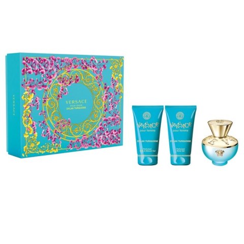 Versace Dylan Turquoise Pour Femme zestaw woda toaletowa spray 50ml + żel pod prysznic 50ml + balsam do ciała 50ml (P1)