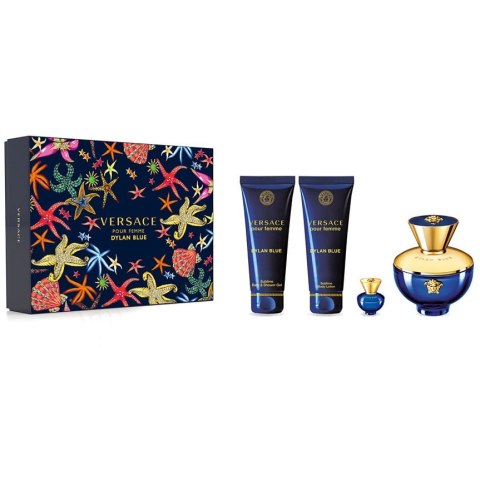 Versace Pour Femme Dylan Blue zestaw woda perfumowana spray 100ml + miniatura wody perfumowanej 5ml + żel pod prysznic 100ml + b Versace Pour Femme Dylan Blue zestaw woda perfumowana spray 100ml + miniatura wody perfumowanej 5ml + żel pod prysznic 100ml + b