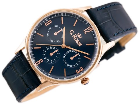 ZEGAREK G. ROSSI - 10737A-6F3 (zg258f) blue/r.g. + BOX