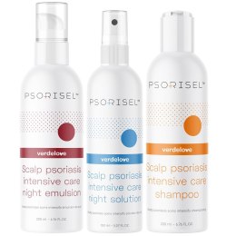 Psorisel Zestaw szampon na łuszczycę skóry głowy 200ml + emulsja na łuszczycę skóry głowy 200ml + płyn do skóry głowy na łuszczy