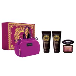 Versace Crystal Noir zestaw woda toaletowa spray 90ml + balsam do ciała 100ml + żel pod prysznic 100ml + torba kosmetyczna (P1)