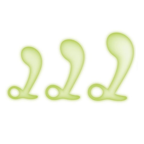 Whipsmart Glow In The Dark Silicone Prostate Training zestaw świecących w ciemności korków do ćwiczeń prostaty White (P1)