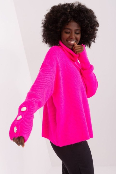 Golf Damski Model BA-SW-015.01P Fluo Pink - Badu - uniwersalny Golf Damski Model BA-SW-015.01P Fluo Pink - Badu - uniwersalny