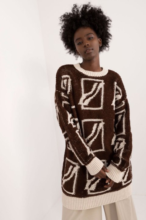 Sweter Damski Model BA-SW-0277.02 Dark Brown - Badu - uniwersalny Sweter Damski Model BA-SW-0277.02 Dark Brown - Badu - uniwersalny