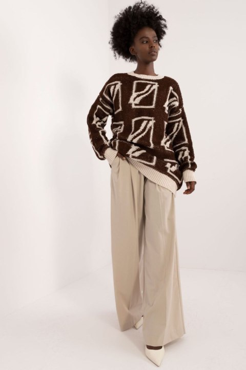 Sweter Damski Model BA-SW-0277.02 Dark Brown - Badu - uniwersalny Sweter Damski Model BA-SW-0277.02 Dark Brown - Badu - uniwersalny