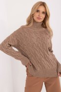 Golf Damski Model AT-SW-23445.00 Dark Beige - AT - uniwersalny Golf Damski Model AT-SW-23445.00 Dark Beige - AT - uniwersalny