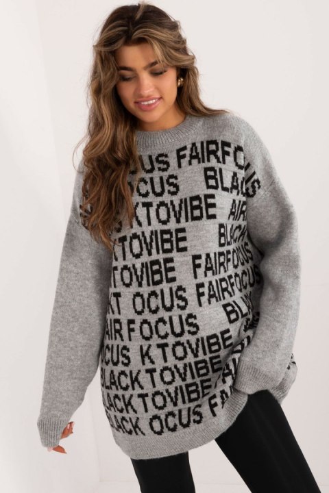Sweter Damski Model BA-SW-0546.07 Grey - Badu - uniwersalny Sweter Damski Model BA-SW-0546.07 Grey - Badu - uniwersalny