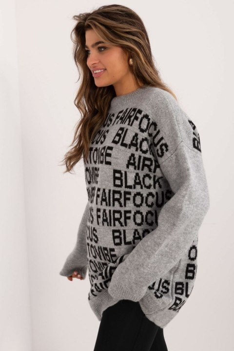 Sweter Damski Model BA-SW-0546.07 Grey - Badu - uniwersalny Sweter Damski Model BA-SW-0546.07 Grey - Badu - uniwersalny