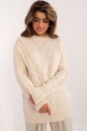 Sweter Damski Model BA-SW-0574.44 Light Beige - Badu - uniwersalny Sweter Damski Model BA-SW-0574.44 Light Beige - Badu - uniwersalny