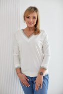Sweter Damski Model M403/4 Ecru/Grey - La Aurora - 38 Sweter Damski Model M403/4 Ecru/Grey - La Aurora - 38