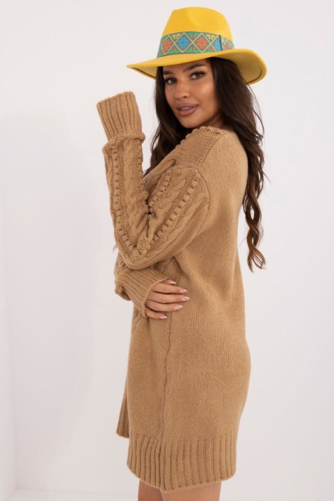 Sweter Damski Model BA-SW-0574.44 Camel - Badu - uniwersalny Sweter Damski Model BA-SW-0574.44 Camel - Badu - uniwersalny