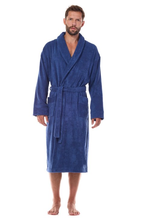 Szlafrok Męski Model Cotton Long 2450 Navy - L&L collection - XXL Szlafrok Męski Model Cotton Long 2450 Navy - L&L collection - XXL